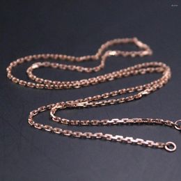 Chains Real 18K Rose Gold Chain For Women 1.5mm Rolo Link Cable Necklace 45cm/18inch Stamp Au750