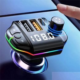 Other Auto Parts Fm Transmitter Car Bluetooth-Compatible A10 Colorf Atmosphere Light Bt 5.0 Charging Mp3 Player Charger Drop Delivery Otsb9