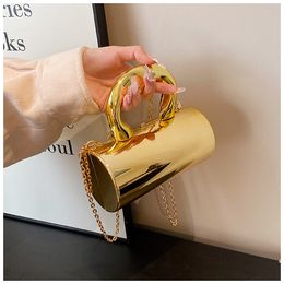 Acrylic Mirror Women's Bag Trend Fashion Cylinder Handbag Woman Chain Crossbody Makeup Bag Luxury Shiny Shoulder Bag Woman