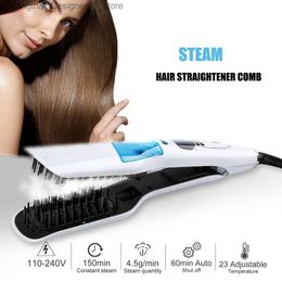 Hair Straighteners Professional Steam Straightener Brush Salon Wet Dry Fast Ionic Steampod Flat Iron Hair Straightener Q240124