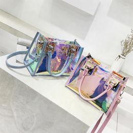 Transparent Hologram Hand Bags Ladies 2018 New Fashion Laser Crossbody Handbag PVC Female Big Tote Girl Clear Purses Bolso Mujer1291B