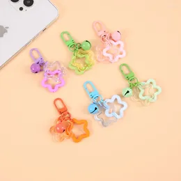 Keychains 1Pcs Gradient Pentagram Star Charm Backpack Decoration Handmade Pendant Keyring With Bell Jewellery Accessories