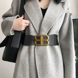 Women elastic waistband suit decoration waist cover Personalised dress with genuine leather belt