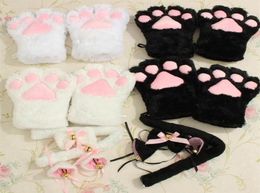 Cute Neko Cat Girl Sweet Kitten Cat Maid Roleplay Anime Cat Ears Gloves Set Plush Paw Ear Tail Tie Party Hair Decoration 2 C190211019313