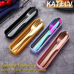 Camp Kitchen 4Pcs Tableware Set Outdoor Household Ultra Portable Cutlery Set Stainless Steel Knife Fork Spoon Chopsticks Travel Camping Carry YQ240123