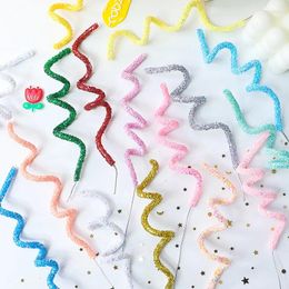 Party Supplies Colorfull Wire Bars Happy Birthday Cake Topper Glitter Balloon Heart Firework Handmade Multicolor Simple Twisted Baking