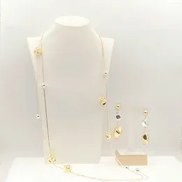 Necklace Earrings Set YULAILI Luxury Design Wedding Bride Long Chain Jewelry High Quality Face Pendant Two Tone Gold Plated