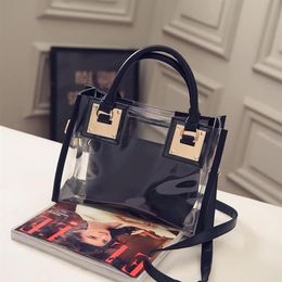 New-Shoulder Bag Clear Jelly Purse Women Transparent Handbag Clutch PUTote208k