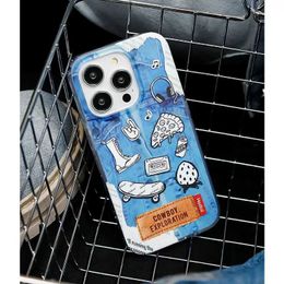 Cell Phone Cases Original Retro Phone Case Denim Pattern Matte Texture Personalised Phone Case for iPhone 14 13 12 Pro Max Shockproof Cover J240124