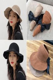 Female summer version of Korean 100-tie hat sunsn hat for face-covering travel empty-top sunshade hat1927443