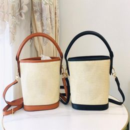 Beach straw woven bag casual rattan women's handbag wicker woven women's tote bag large capacity ladies bucket bag trave225t