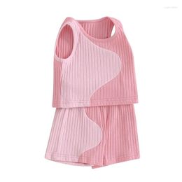 Clothing Sets Toddler Baby Girl Clothes Ribbed Sleeveless Tank Tops Colour Block Shorts Set Infant Girls Summer Outfits