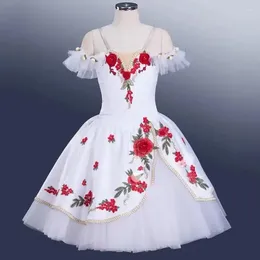 Stage Wear White Awakening Of Romantic Tutu Long Professional Ballet Dance Dress For Grils Performance Competition Costumes