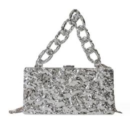 Acrylic Ice Crack Box Bags for Women Trend Fashion Square Shoulder Bag Woman Chain Hard Shell Party Evening Small Handbag