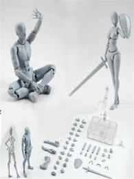 20 MaleFemale Body Kun Doll PVC BodyChan DX Action Play Art Figure Model Drawing for SHF Figurines Miniatures Grey Set Toy 20128718871