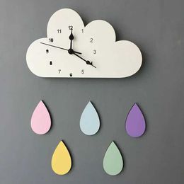 Wall Clocks Nordic Cute Cloud shape raindrop Wall Clock Monochrome for Children kids room decoration Figurines gift Photography props