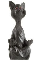 Whimsical Black Buddha Cat Figurine Meditation Yoga Collectible Happy Decor Art Sculptures Garden Statues Home Decorations5815394