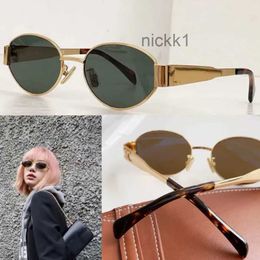 Women Arc De Triomphe Oval Frame Sunglasses 40235 Womens Gold Wire Mirror Green Lens Metal Leg Triplet Signature on Temple RGPX