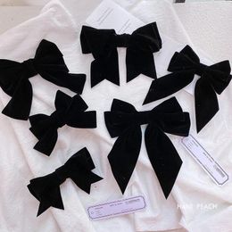 Hair Accessories Kids Girls Solid Color Velvet Big Bow Hairpins Barrette Clip Women Three-Layer Satin Hairgrip