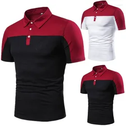 Men's Polos 2024 Summer Cool Polo Shirt Two Tone Patch Top Street Leisure Fashion Collar