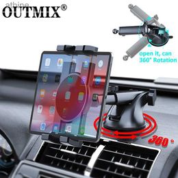 Tablet PC Stands Tablet PC Stands OUTMIX Large Sucker 360 Rotation 4~12.9 Car Tablet Holder Mount Stand for iPad Pro Mini 2 3 Air 2 S8 S9 ASUS YQ240125