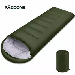 PACOONE Camping Sleeping Bag Lightweight 4 Season Warm Envelope Backpacking Outdoor Cotton Winter Sleeping Bag 240119