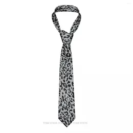 Bow Ties Grey Leopard Print Casual Unisex Neck Tie Daily Wear Narrow Striped Slim Cravat