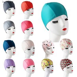 Swimming caps Nylon Lycra Fabric Swimming Cap 2023 Summer Swimming Pool Spa Beach Play Unisex Swim Hat for Female and Male DropshippingL240125