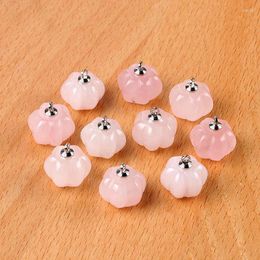 Pendant Necklaces Fashion Natural Stone Mini Pumpkin Halloween Crystal Agate Charms 10pcs For Necklace Earrings Making Accessory