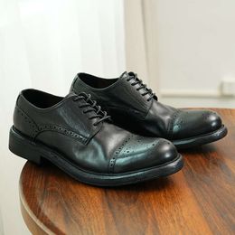 Italian Men's Formal Genuine Cow Leather Handmade Quality Fashion Vintage Elegant Wedding Social Brogues Shoes Man