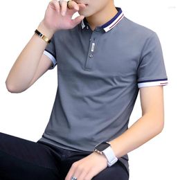 Men's Polos BROWON 2024 Summer Casual Polo Shirt Men Short Sleeve Turn Down Collar Slim Fit Sold Colour For Plus Size