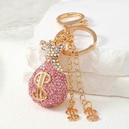 Car keys with artificial diamonds fashion bag style keychain pendant crystal creative charm car key pendant