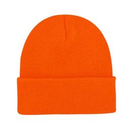 Beanie/Skull Caps Unisex Neon Beanies Bright Winter Hats Knit Cap Women Men's Plain Skullies Orange Green Yellow Black Grey 240125