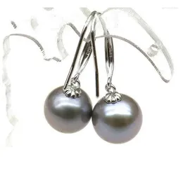 Dangle Earrings Designer Fine Jewellery Genuine 8mm Silver Grey Akoya Pearl Earring 14k Solid White Gold