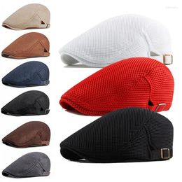 Berets 2024 Men Casual Hat Mesh Caps For Spring Summer Autumn Cabbie Flat Cap Hollow Breathable Sboy Beret Ivy