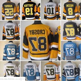 1980 Movie Vintage Hockey 87 Sidney Crosby Jerseys CCM Embroidery 55 Larry Murphy 19 Bryan Trottier Ron Francis Mark Recchi Jersey White Ora 14