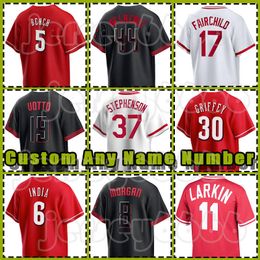 44 Elly De La Cruz Baseball Jersey 30 Ken Griffey Jr. 5 Johnny Bench Cincinnati 11 Barry Larkin 19 Joey Votto 6 Jonathan India 7 Spencer Steer 43 Alexis Diaz Hunter Greene