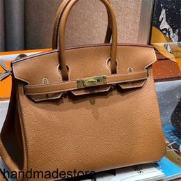 Designer Handbag Platinum 30cm Golden Brown Tr Togo Leather Fashionable Commuter Women's Bag