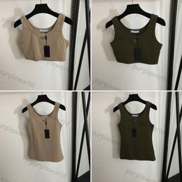 Women Sleeveless Tank Tops Summer Tees Knitted Vest Embroidery Tops Fashion Street Wear