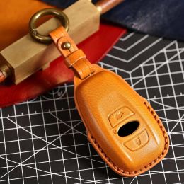 Leather Car Key Case Cover Fob Protector Accessories for Subaru Forester Wrx Brz Legacy Outback Impreza Keychain Holder Shell