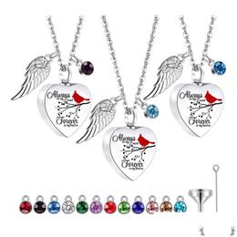 Pendant Necklaces Heart Urn Necklace For Ashes With 12 Birthstones Cremation Jewellery -Always On My Mind In Drop Delivery Jewellery Neckl Dhcqb