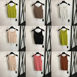 Alphabet Brooch Knit Tank Tops Women Classic Slim Pullover Sleeveless Camisole Thin Sexy Crop Tops