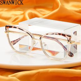 Sunglasses Swanwick Cat Eye Eyeglasses Frame For Women Optical Metal Glasses Anti Blue Light Female Black Pink Clear Lens TR90 Trendy