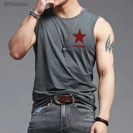 Men's Tank Tops Modal Cotton Men Summer Sports Tank Top Breathable Quick Drying Solid Round Neck Five-Pointed Star Print Fashion Sleeveless VestL240124