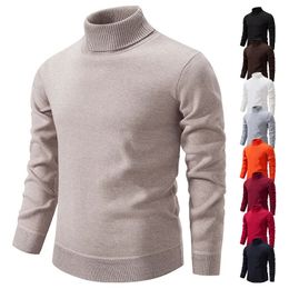 Winter Fleece Warm Sweaters Mens Turtleneck Sweater Knitted Pullovers Knitwear Thicken Men Casual Jumper Slim Fit Pure 240119