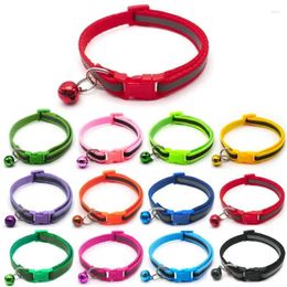 Dog Apparel Cat Reflective Collar For Puppy Kitten Animal Adjustable Collars Cute Bell Necklace Stripe Print Pet Accessories