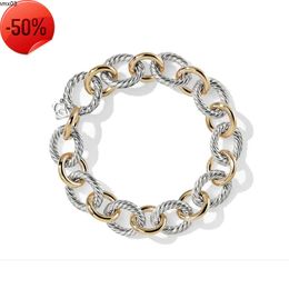 Fashion New Arrival Gold Plated Designer Bracelet Sterling Silver Two Tone Color Splicing Chain Cable Wire Twist