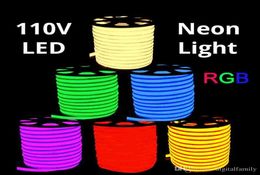 AC 110V Neon Rope LED Strip Single Color 50 Meter outdoor waterproof 5050 SMD Light 60LEDsM with POWER SUPPLY Cuttable at 1Meter6425664