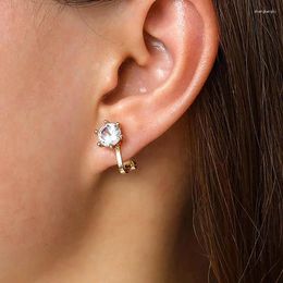 Backs Earrings 2024 Fashion Shiny Zircon Round Clip For Women Vintage Silver Colour Crystal Fake Piercing Ear Wedding Jewellery Gift