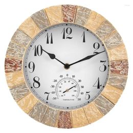 Wall Clocks Outside-In Faux Stonegate Sandstone 10Inch Clock And Resin Waterproof Garden Number